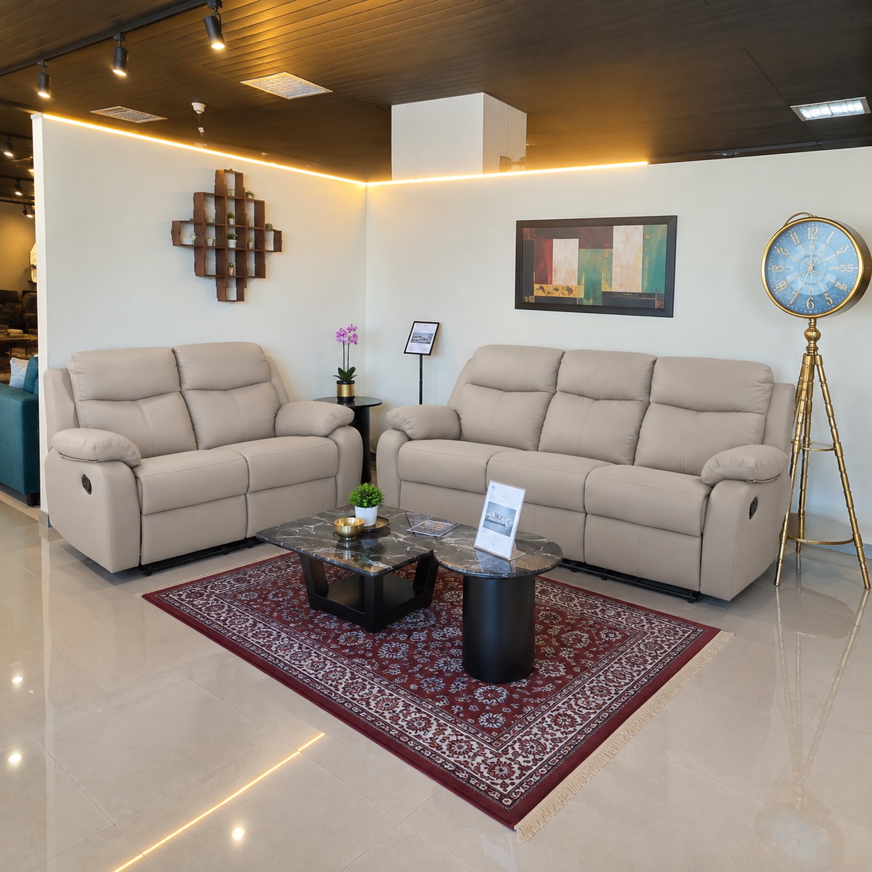 Ivory Leather Recliner 3+2 at Thomson Home Depot Kesavadasapuram
