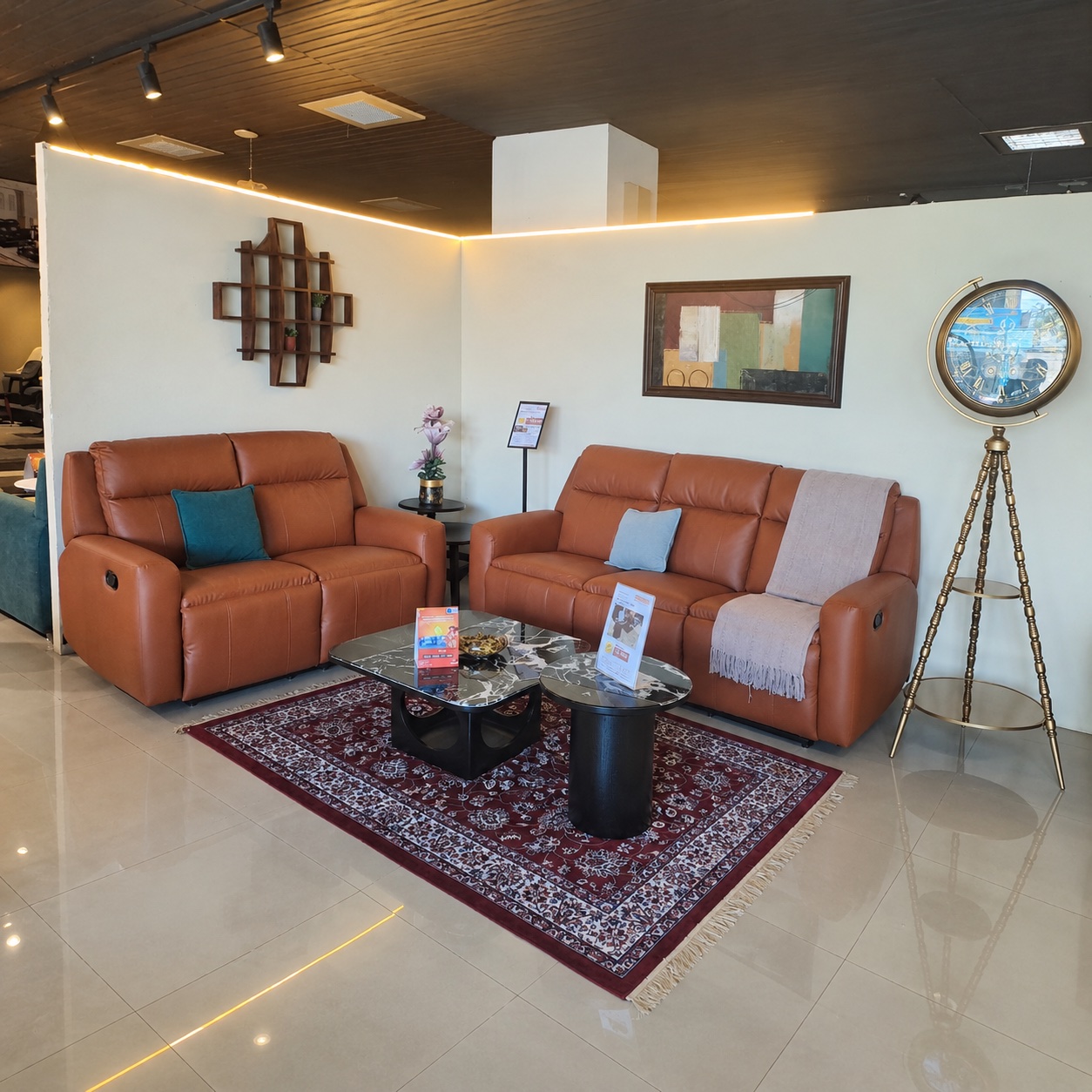 Cognac Leather Recliner 3+2 at Thomson Home Depot Kesavadasapuram