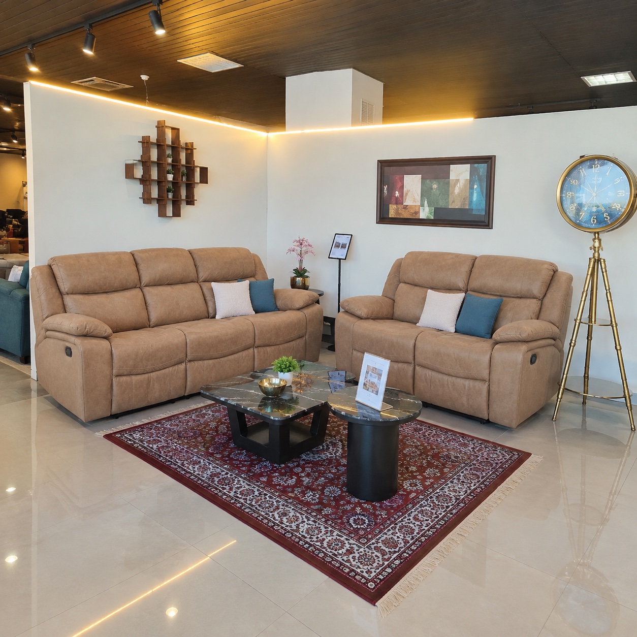 Camel Leather Recliner 3+2 at Thomson Home Depot Kesavadasapuram