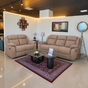 Beige Channel Fabric Recliner 3+2 at Thomson Home Depot Kesavadasapuram