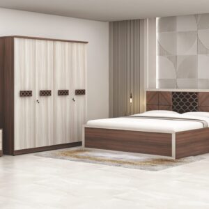 Artisan Lattice Walnut & Cream Bedroom Set — full set
