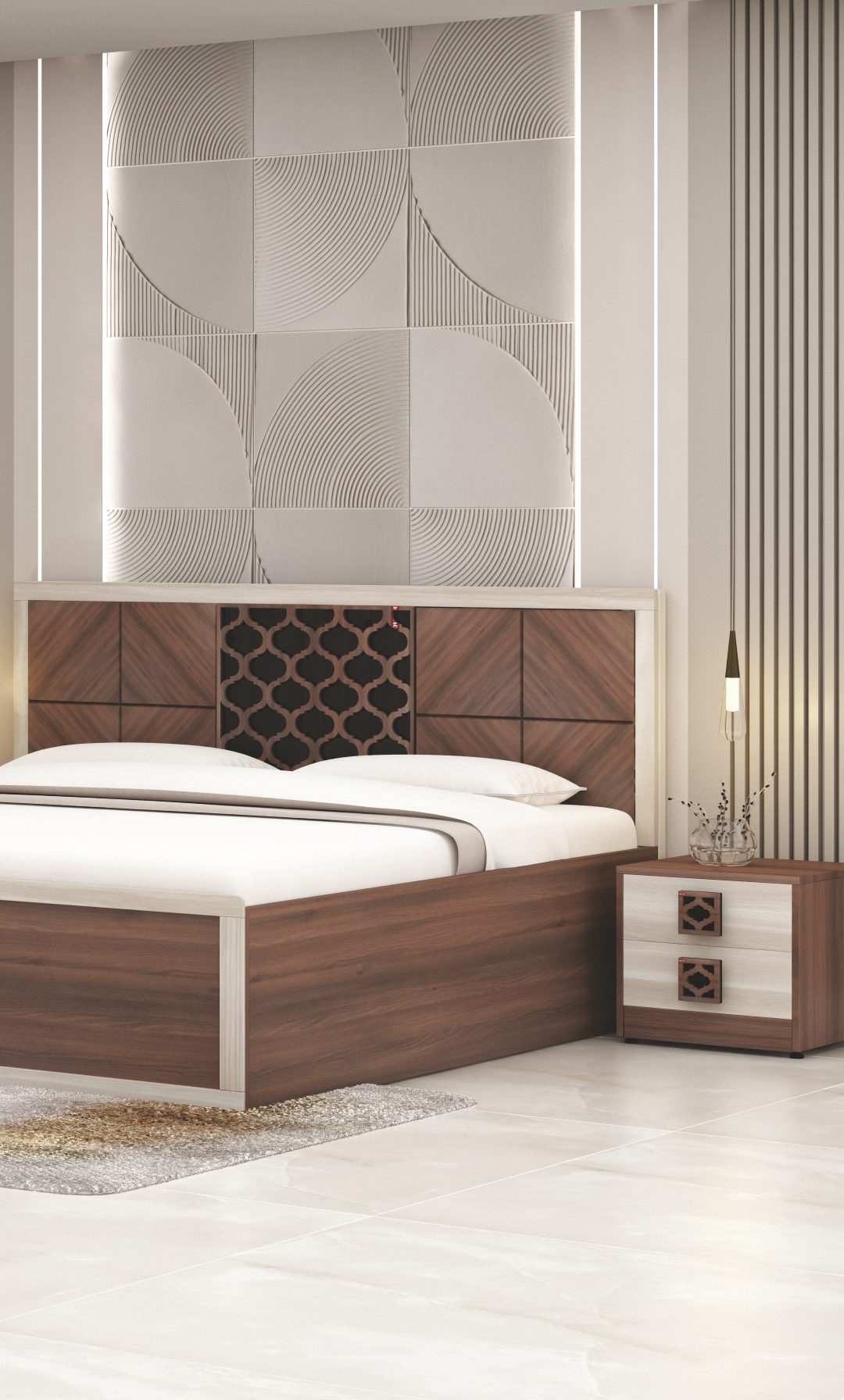 Artisan Lattice Walnut & Cream Bedroom Set — wardrobe Artisan Lattice Walnut & Cream Bedroom Set — wardrobe