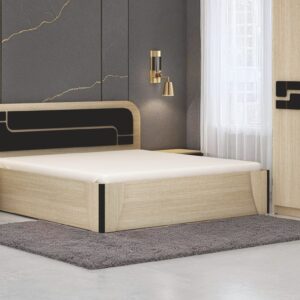 Nordic Oak & Onyx Bedroom Set — bed