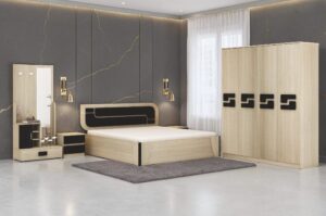 Nordic Oak & Onyx Bedroom Set