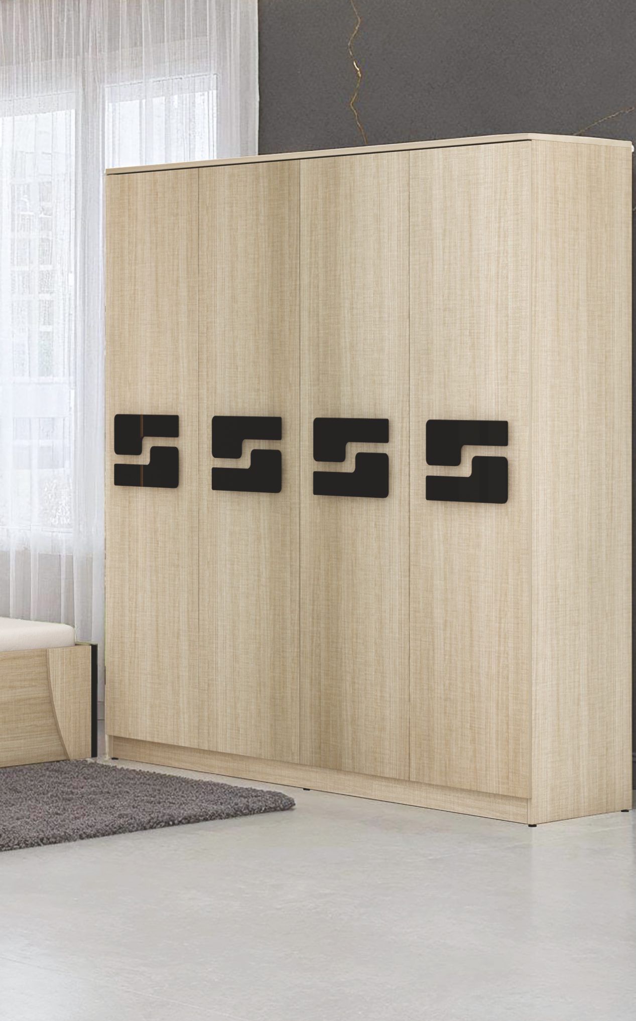 Nordic Oak & Onyx Bedroom Set — wardrobe Nordic Oak & Onyx Bedroom Set — wardrobe