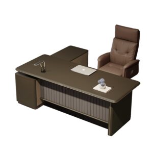 Director Dark Slatted Executive Desk — main