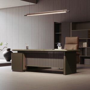Director Dark Slatted Executive Desk — view 2
