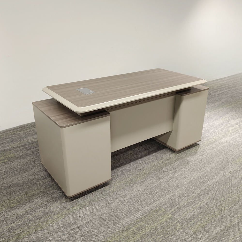 Atlas Pedestal Executive Desk — Light Oak — main