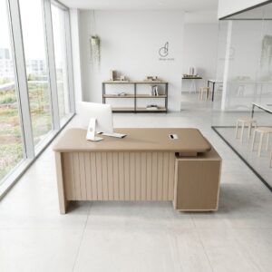 Slat-Front Executive Desk with Side Cabinet — view 2