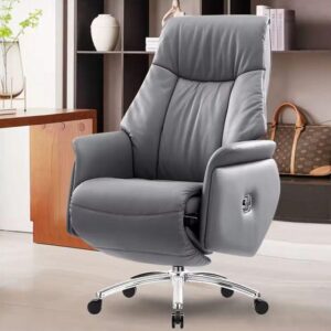 Contour Grey Leather Recliner Office Chair — main