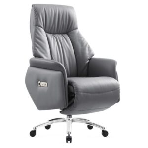 Contour Grey Leather Recliner Office Chair — view 2
