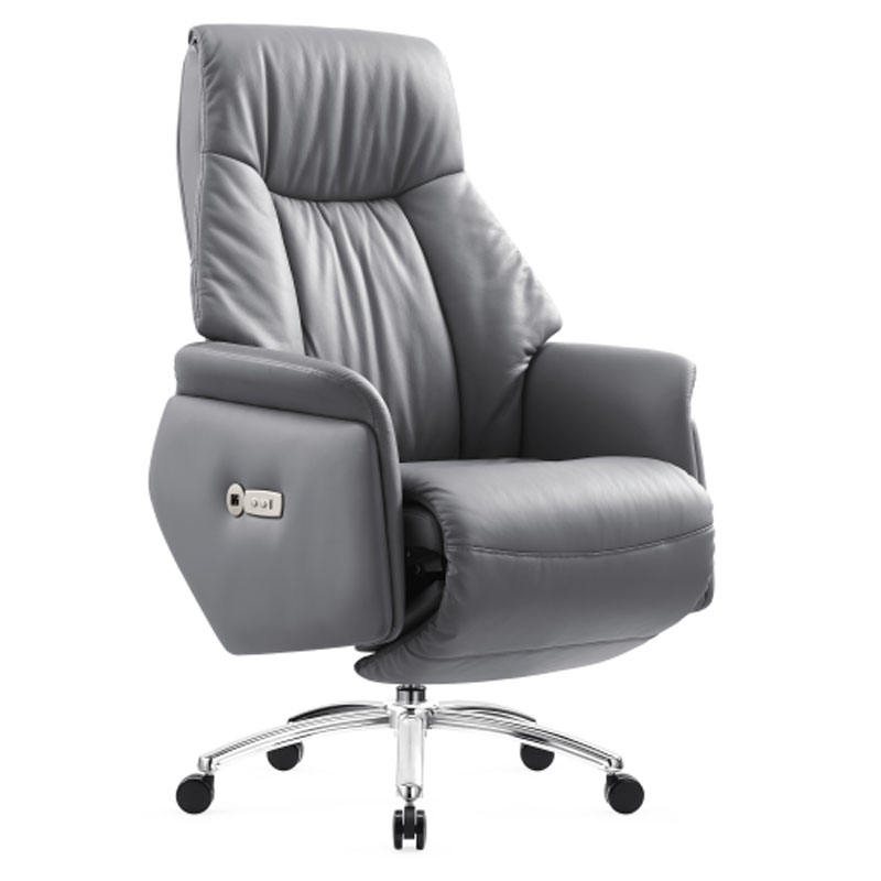 Contour Grey Leather Recliner Office Chair — view 2 Contour Grey Leather Recliner Office Chair — view 2