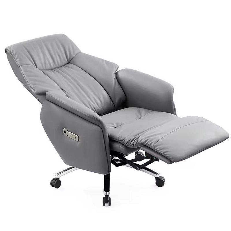 Contour Grey Leather Recliner Office Chair — view 3 Contour Grey Leather Recliner Office Chair — view 3