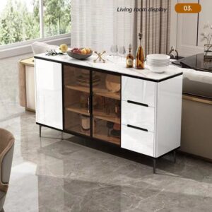Eclipse Fluted Glass Sideboard — White — main