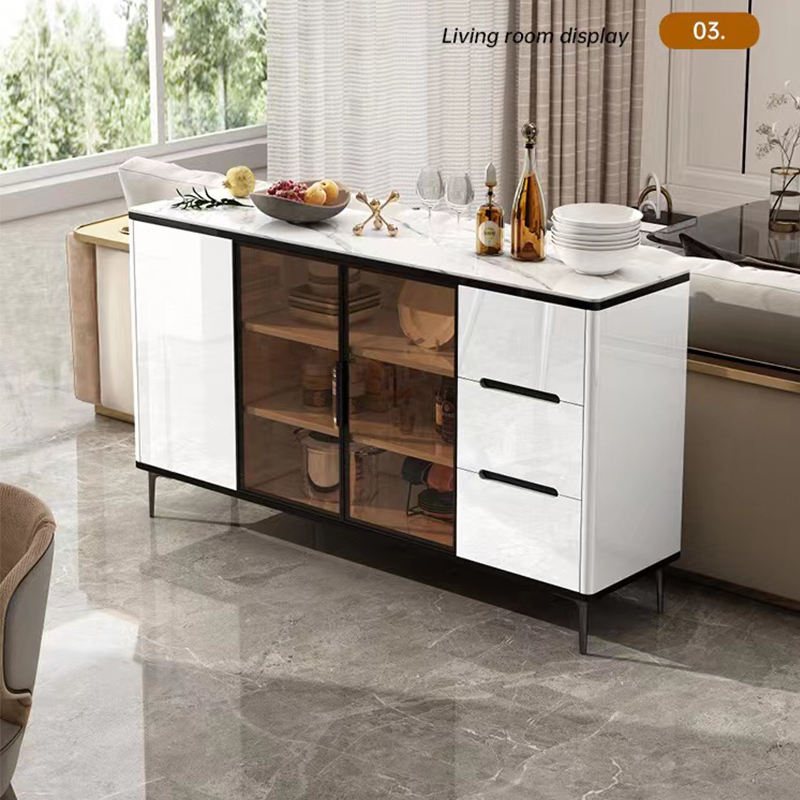 Eclipse Fluted Glass Sideboard — White — main