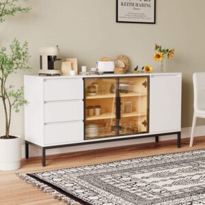 Eclipse Fluted Glass Sideboard — White — view 2