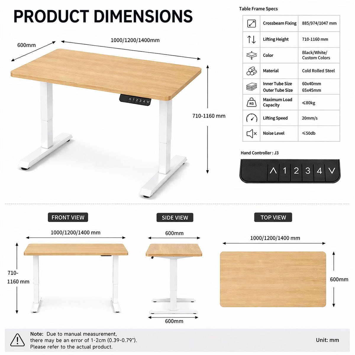 ErgoLift Standing Desk — Oak & White — view 4 ErgoLift Standing Desk — Oak & White — view 4