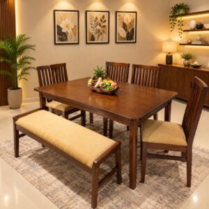 Dark Wood Bench Dining Set — 6 Seater at Thomson Home Depot Kesavadasapuram