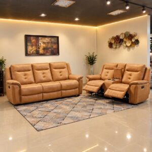 Honey Leather Recliner 3+2 at Thomson Home Depot Kesavadasapuram
