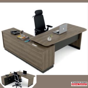 Modern Walnut L Shaped Boss Table