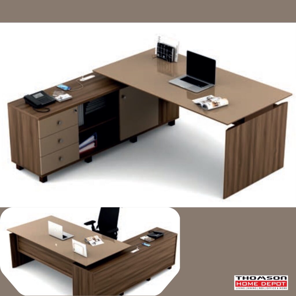 Mocha Floating-Top Boss Table with Return
