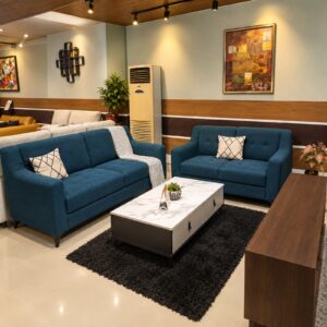 Deep Teal Tufted Sofa Set — 3+2 at Thomson Home Depot Kesavadasapuram
