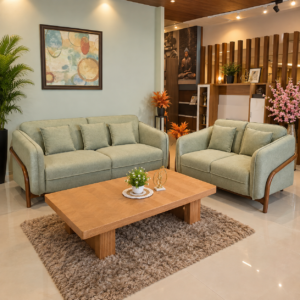 Sage Green Wood-Frame Sofa Set — 3+2 at Thomson Home Depot Kesavadasapuram