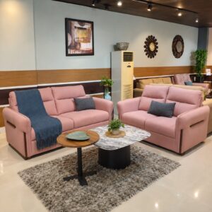 Dusty Pink Fabric Sofa Set — 3+2 at Thomson Home Depot Kesavadasapuram