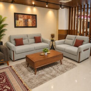 Light Grey Fabric Sofa Set — 3+2 at Thomson Home Depot Kesavadasapuram