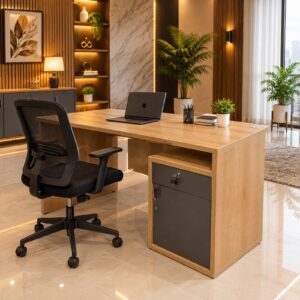 Oak Pedestal Office Desk at Thomson Home Depot Kesavadasapuram