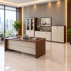 Two-Tone Walnut Executive Desk at Thomson Home Depot Kesavadasapuram