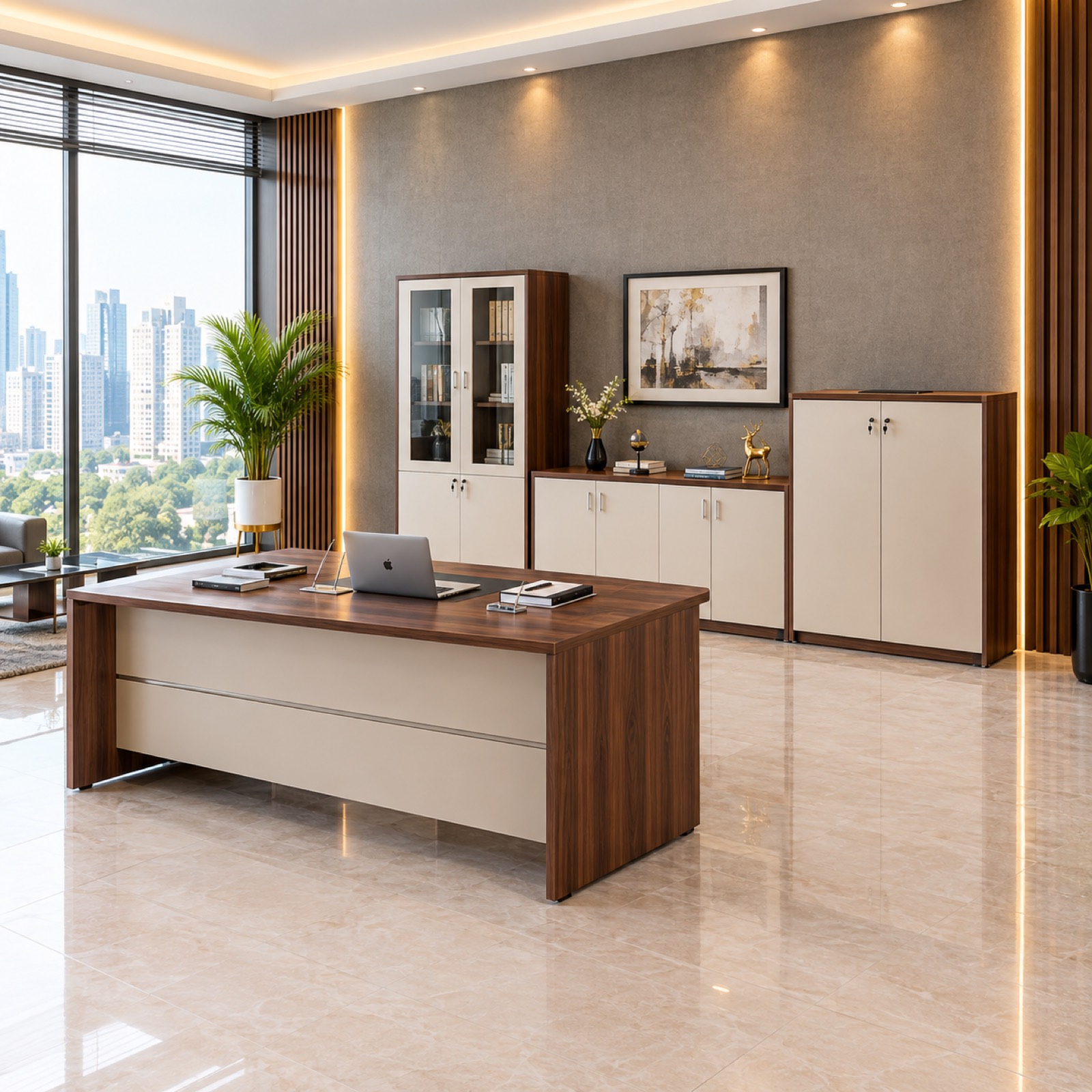 Two-Tone Walnut Executive Desk at Thomson Home Depot Kesavadasapuram