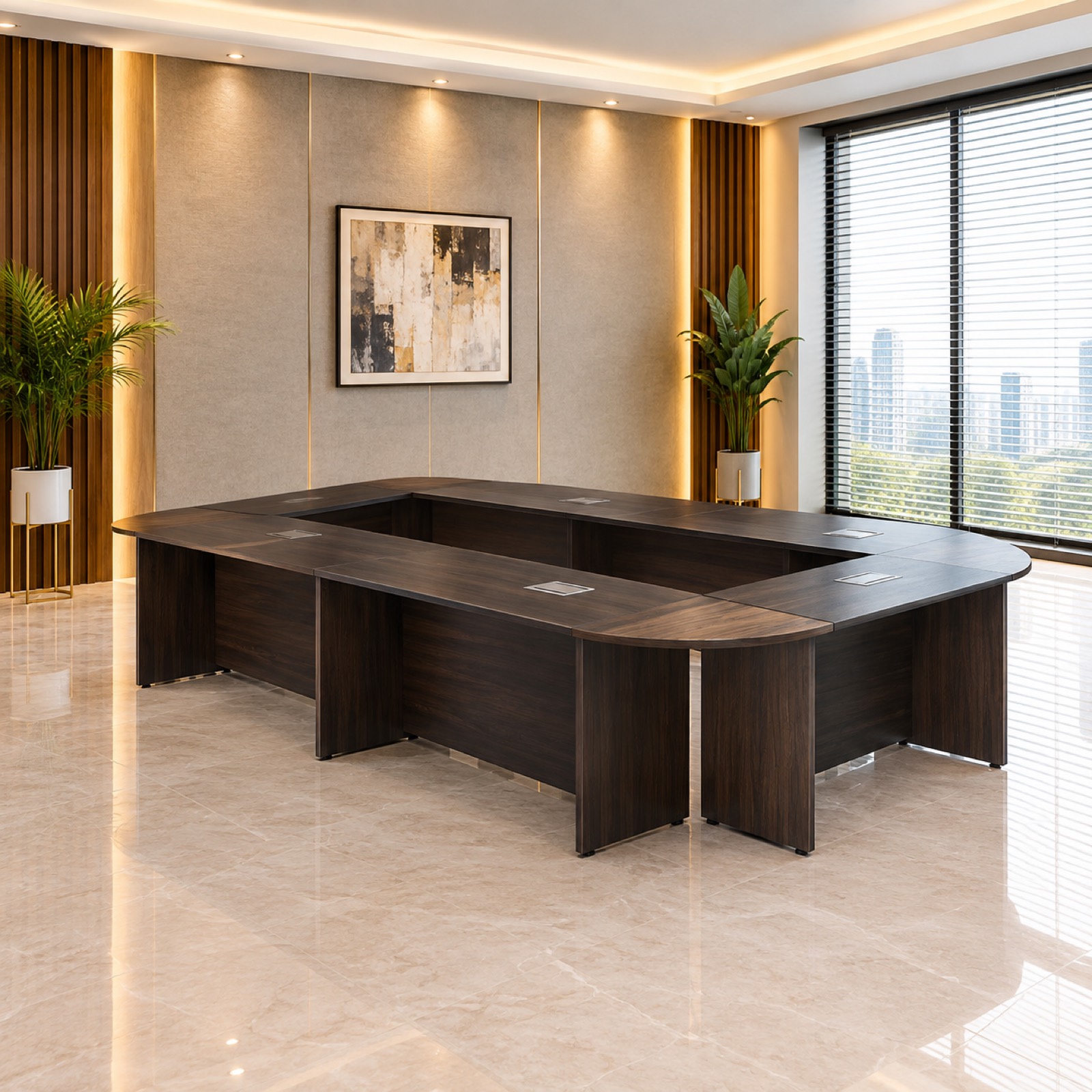 Dark Wood U-Shaped Conference Table at Thomson Home Depot Kesavadasapuram