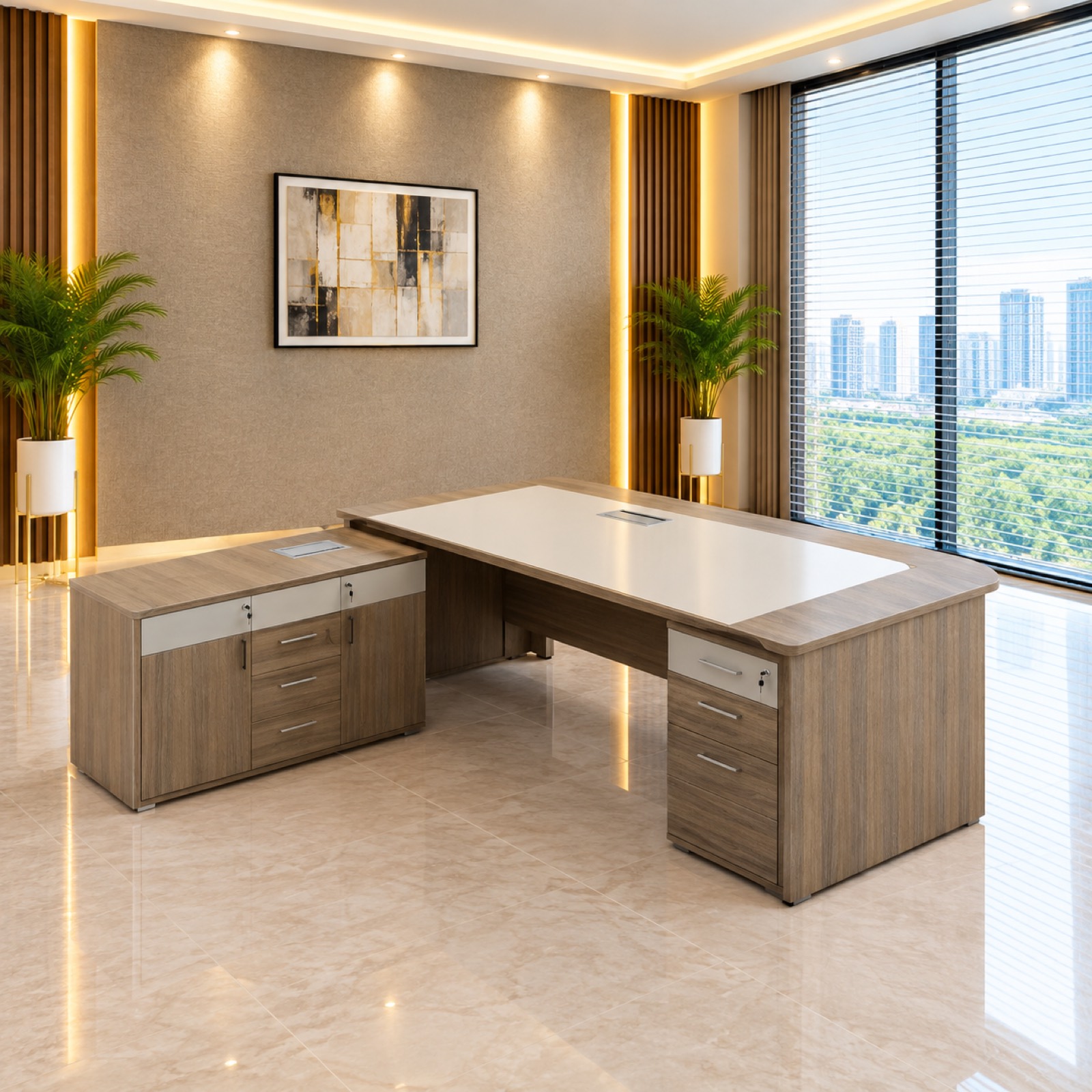 Oak L-Shaped Executive Desk at Thomson Home Depot Kesavadasapuram