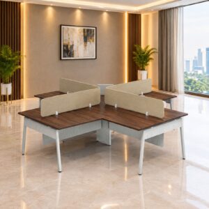 Four-Person Workstation with Screens at Thomson Home Depot Kesavadasapuram