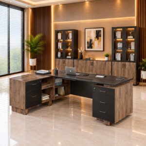 Rustic L-Shaped Executive Desk at Thomson Home Depot Kesavadasapuram