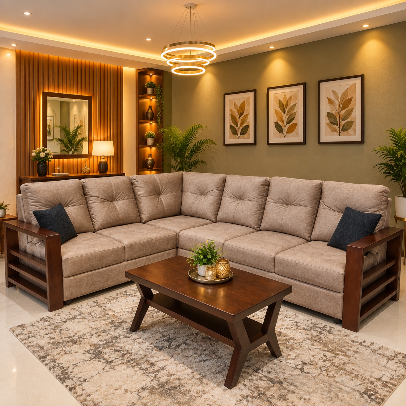 Mocha Chenille L-Sectional at Thomson Home Depot Kesavadasapuram