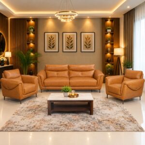Caramel Leather Sofa Set at Thomson Home Depot Kesavadasapuram