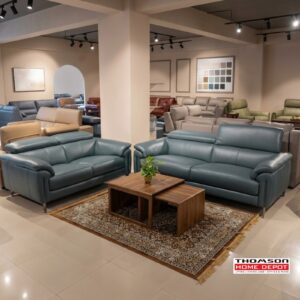 Teal Leather Sofa Set — 3+2 at Thomson Home Depot Kesavadasapuram