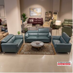 Teal Leather Sofa Set — 3+1+1 at Thomson Home Depot Kesavadasapuram