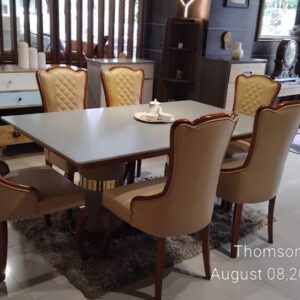 Slate Gold-Band Pedestal Dining Set — main