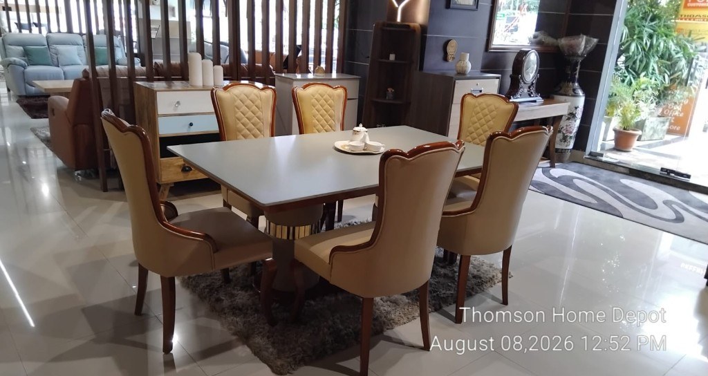 Slate Gold-Band Pedestal Dining Set — main