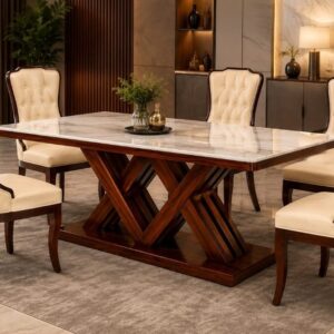 Carrara X-Base Marble Dining Set — main