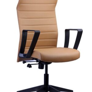 Beige Ribbed PU Executive Chair — main