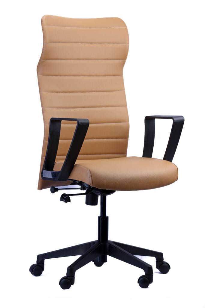 Beige Ribbed PU Executive Chair — main