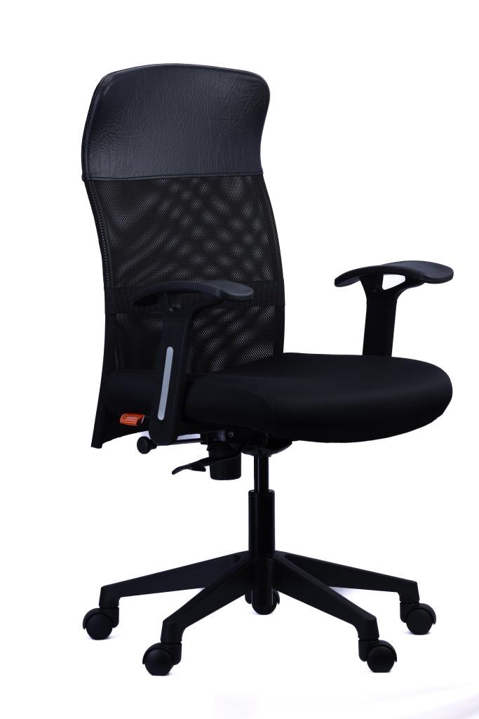 Black Ribbed PU Office Chair — main