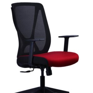 Grey Mesh Task Chair — Red Seat — view 2