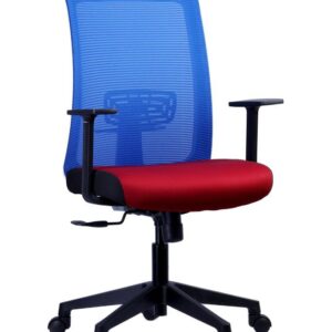 Grey-Frame Mesh Chair — Blue Back — main