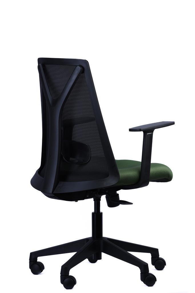 Grey-Frame Mesh Chair — Blue Back — view 2 Grey-Frame Mesh Chair — Blue Back — view 2
