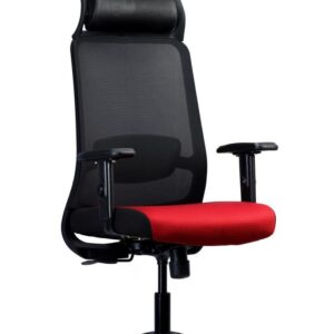 Mesh Chair with Leather Headrest — Red Seat — main